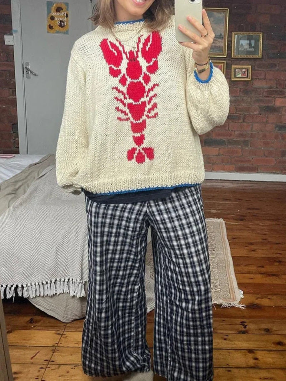 Cartoon Lobster Pattern Sweater