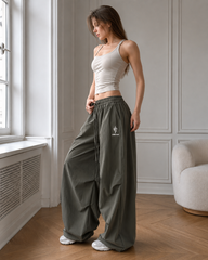 High-Waisted Loose Wide-Leg Cargo Pants
