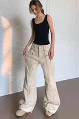 Straight Flared Vintage Washed Multi Pocket Cargo Pants