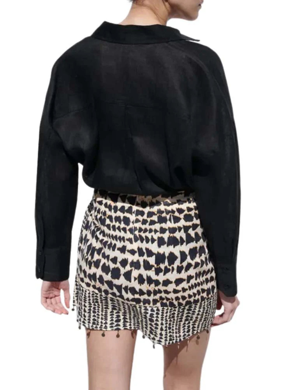 Ethnic Beaded Geometric Print Skirt