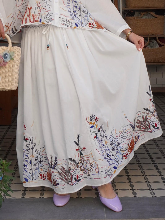 Embroidered Print Button Shirt