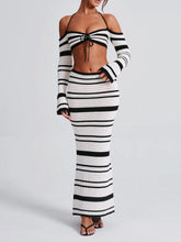 Striped Halter Top and Skirt Set