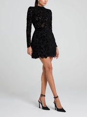 Elegant Sophisticated Lace Detail Mini Dress