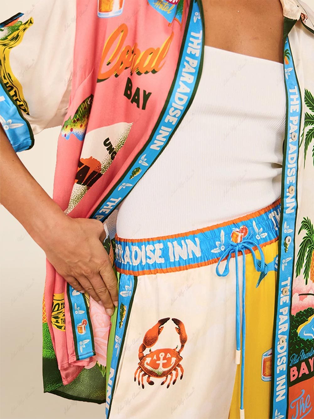 Beach Print Two Piece Pants