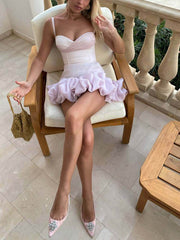 Draped Ruffle Bustier Mini Dress