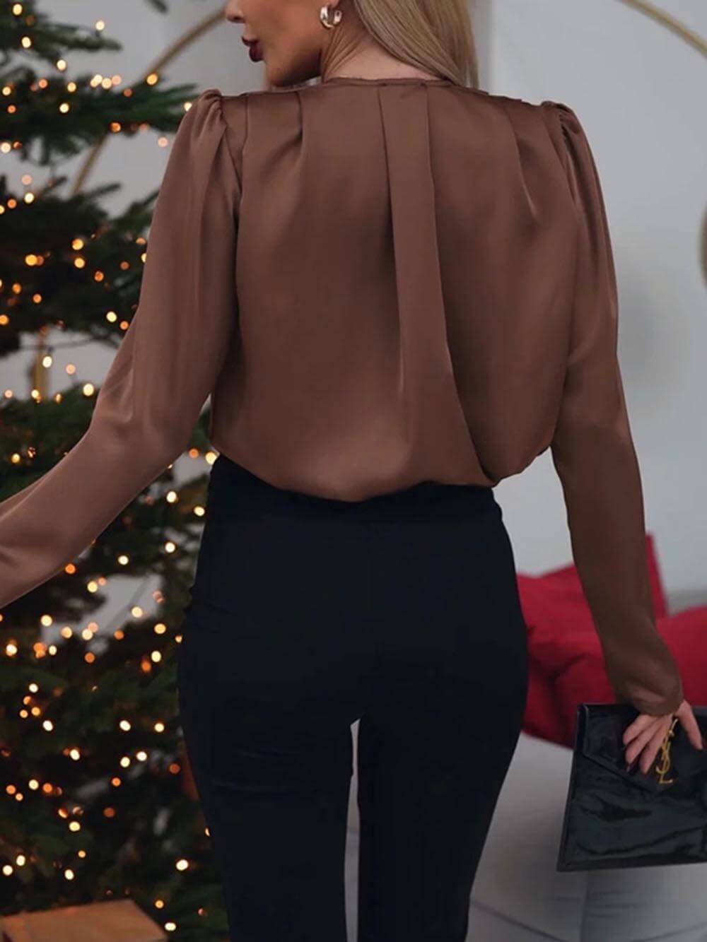 Flower Embellished Satin Shirt