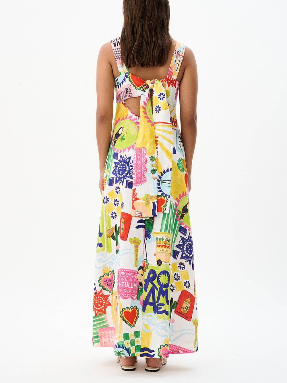 Graffiti Sexy Backless Bow Tie Dress