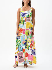 Graffiti Sexy Backless Bow Tie Dress