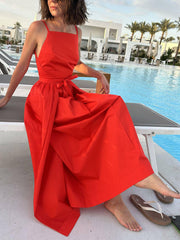 Strapless Square Neck Tie Dress