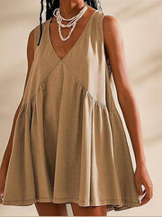 Chic Deep V Wide Strap Tank Dress