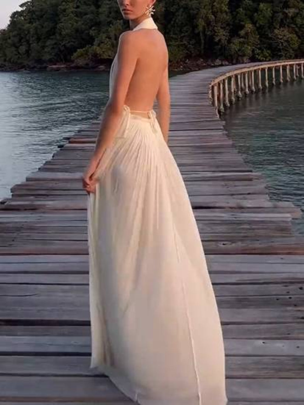 Backless Top and Long Skirt Set