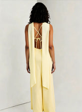 V Neck Tie Back Satin Maxi Dress