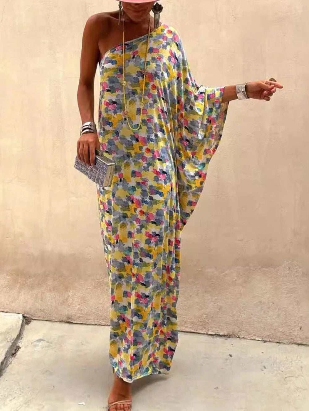 Off-Shoulder Tie-Dye Holiday Dress