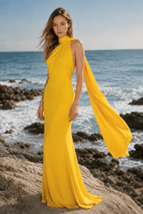 Backless Tie Detail Bodycon Prom Dress