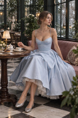 Maxi V-Neck Puff Party Dress