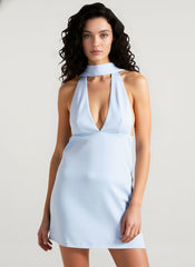 Deep V Backless Ribbon Cocktail Dress