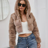 Plus Size Faux Fur Cropped Coat