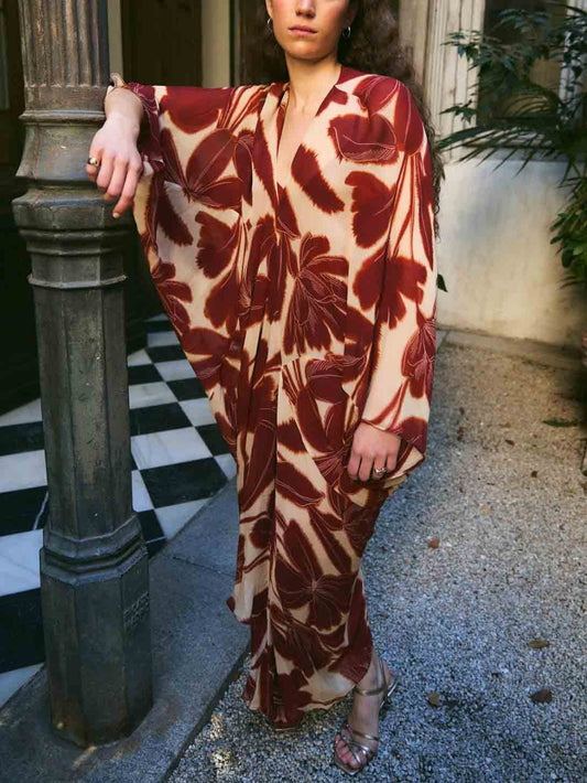 Oversized Floral Print Maxi Dress