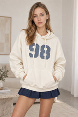 Number Graphic Oversized Pullover Hoodie