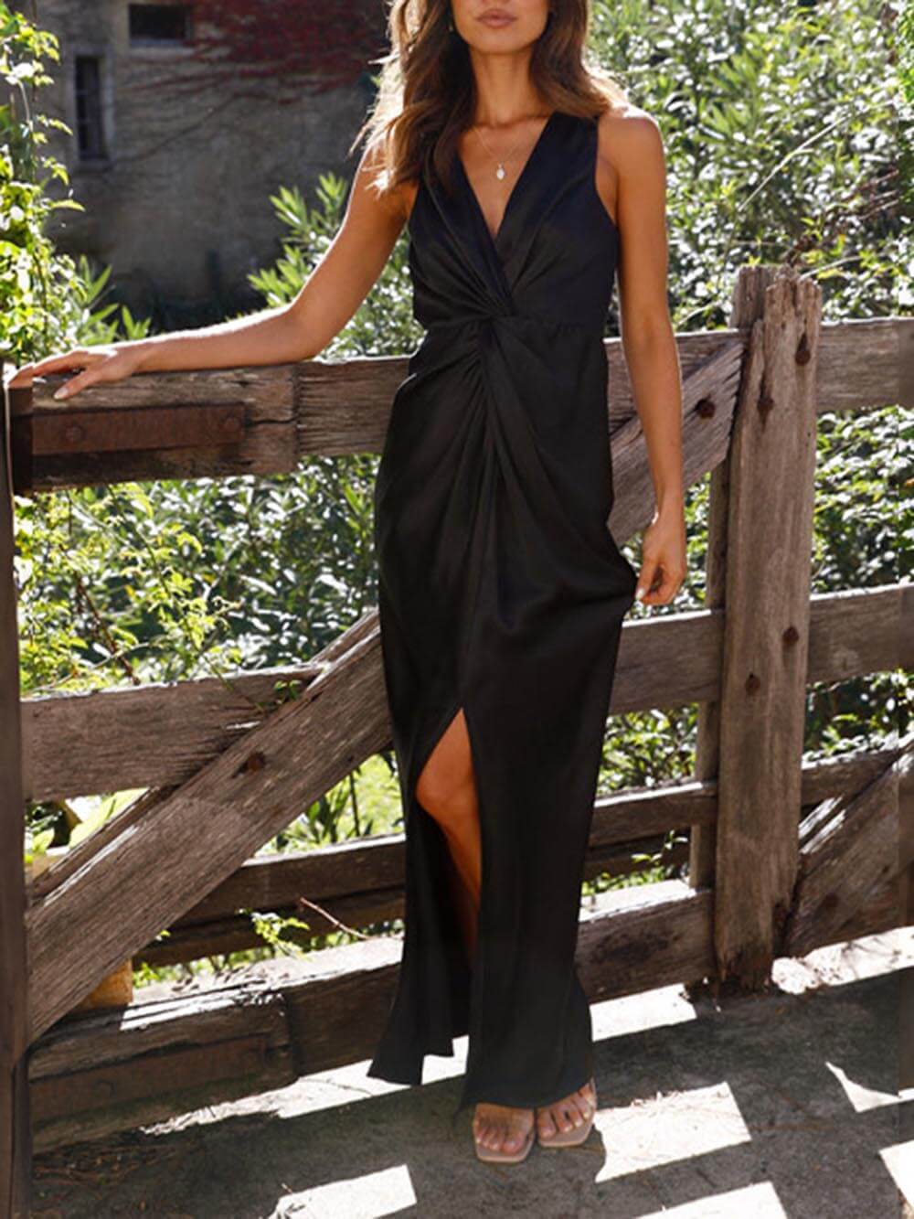Sexy Deep V Sleeveless Backless Dress