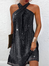 Chic Halter Off-Shoulder Sequin Dress
