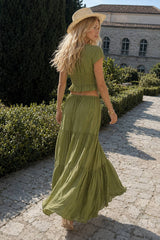 Sexy Sheer Lace Chiffon Tie Top Maxi Skirt Set