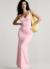 Bow Back Spaghetti Strap Formal Dress