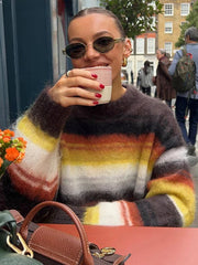 Colorblock Striped Knit Sweater