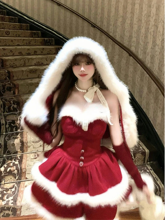 Women’s Faux Fur Cape & Mini Dress Set