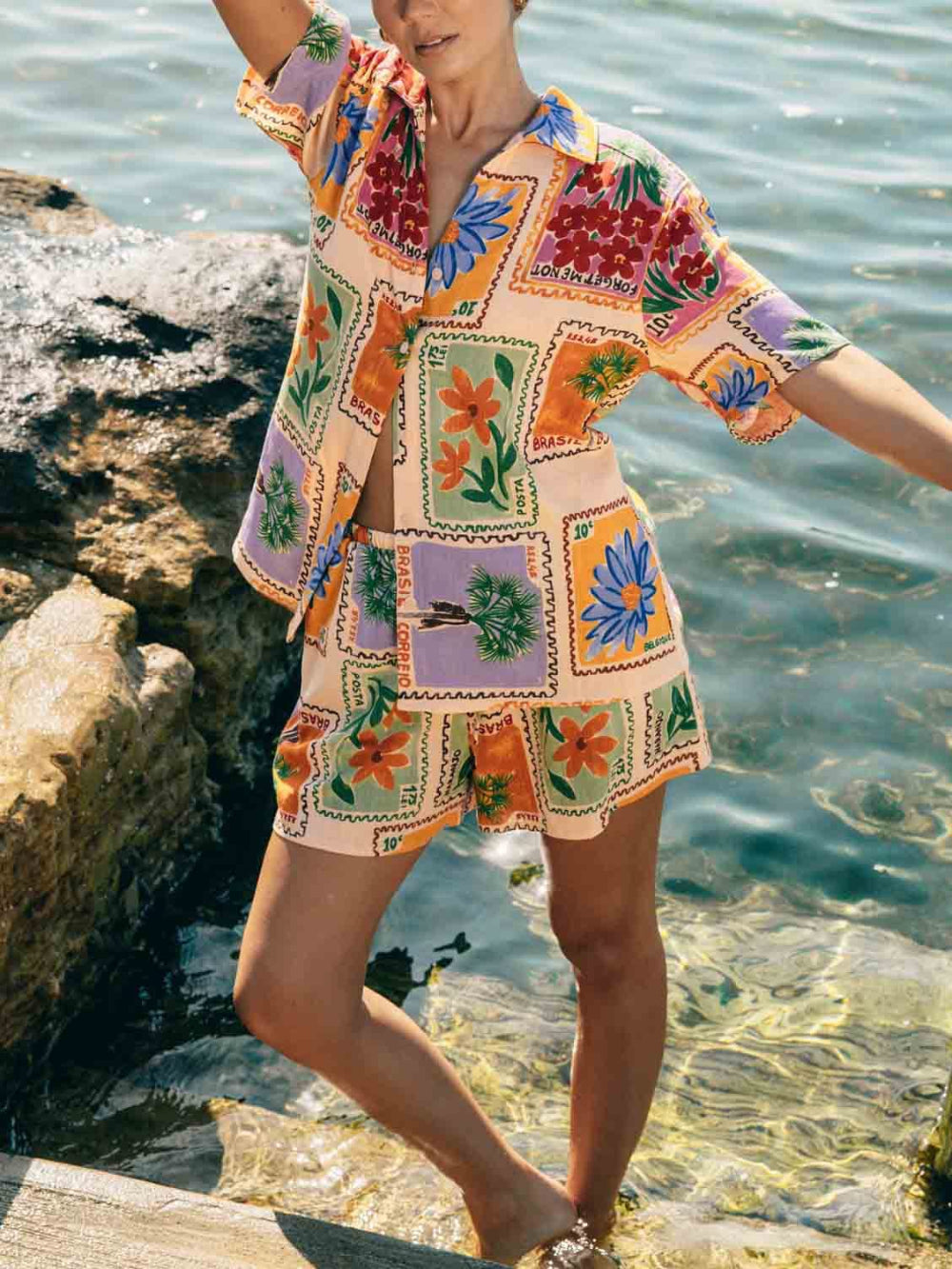 Holiday Print Casual Shorts Set
