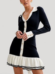 Ruffled Hem Elegant Mini Dress