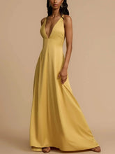 Sexy Backless V-Neck Satin Maxi Dress