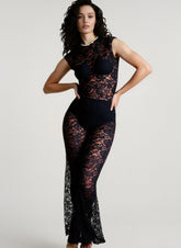 Mesh See Through Flared Two Piece Pants Set
