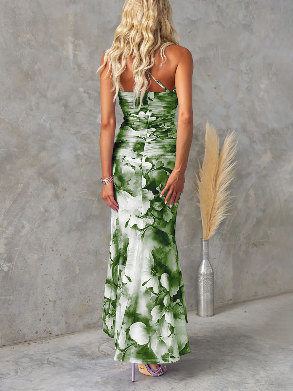 Casual Off-Shoulder Floral Print Elastic Slim Irregular Dress