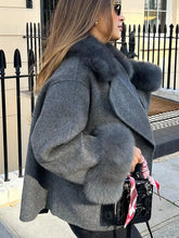 Fur-Spliced Woolen Coat