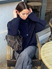 Solid Stand Collar Coat