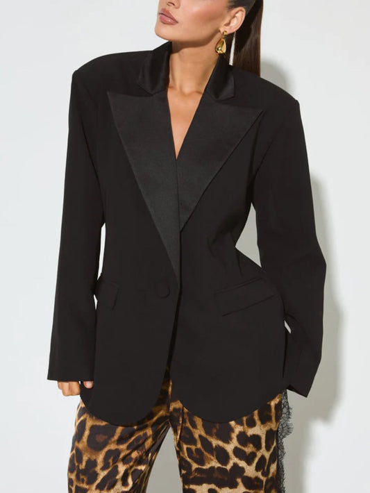 Satin Patchwork Loose Blazer