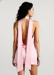 Deep V Backless Ribbon Cocktail Dress