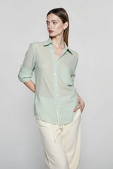 Linen V Neck Relaxed Blouse
