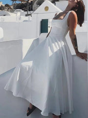 Sling Square Collar Elegant Large Swing Midi Dress