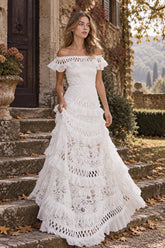 One-Shoulder Ruffle Evening Maxi Dress