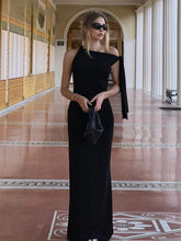 Solid Slash Neck Long Dress