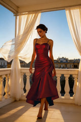 Satin Ruffle Trim Party Dress