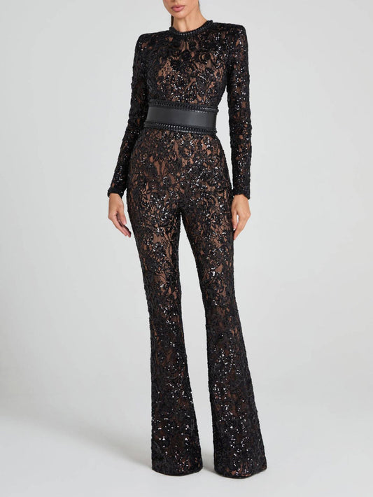 Elegant Lace Slim-Fit Jumpsuit
