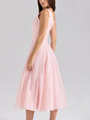 Buttoned Sexy V-Neck Waist-Tied Cami Dress