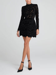 Elegant Sophisticated Lace Detail Mini Dress