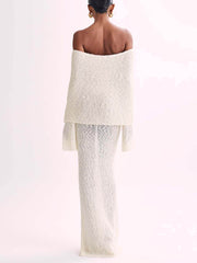 Off-Shoulder Backless Knit Beach Dress