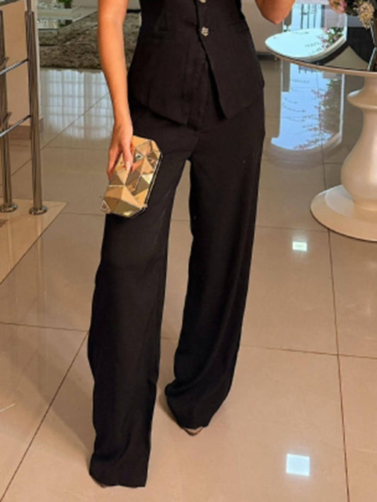 High Neck Button Vest Top