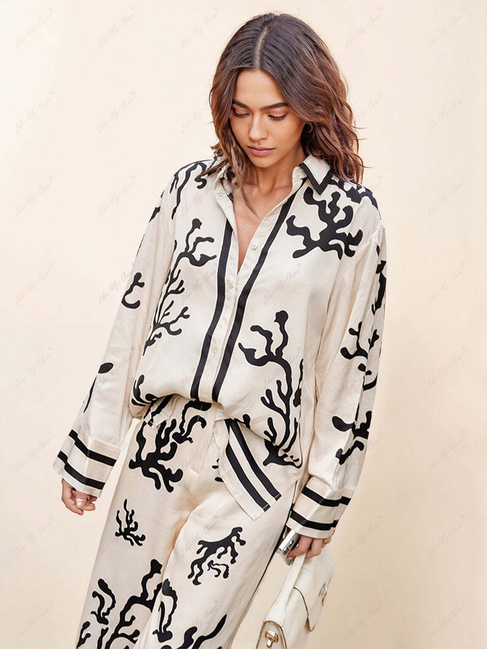 Wide-Leg Print Trousers
