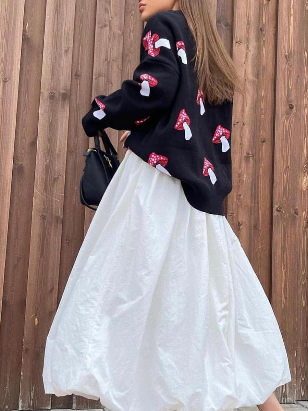 Mushroom Print Contrast Sweater